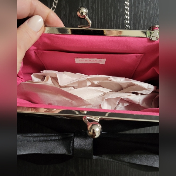 Isaac Mizrahi Black Bow Clutch Wristlet - Picture 6 of 10
